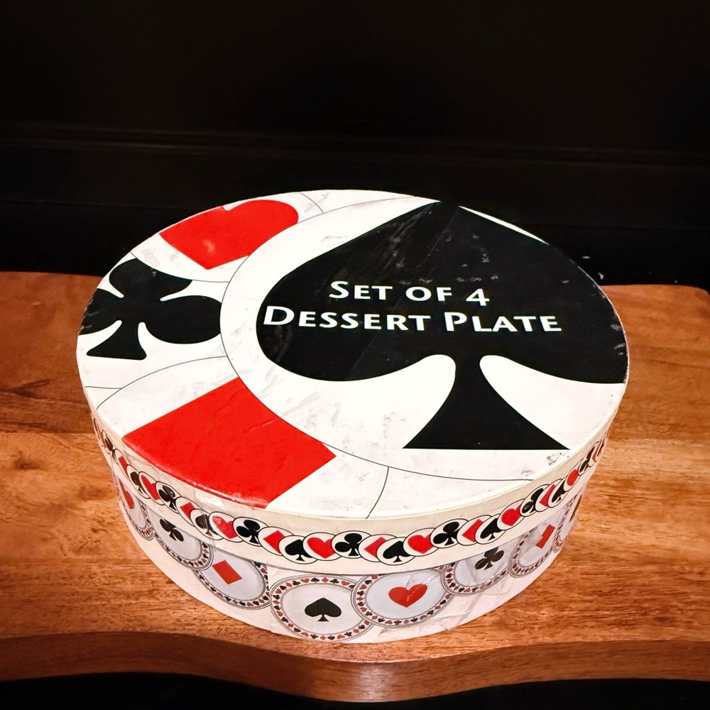 Porcelain Treasures Dessert Plates Set of 4 Playing Card Design Vintage style